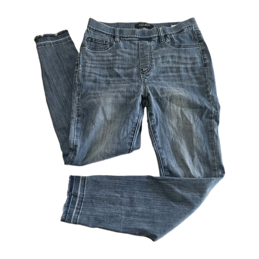 Judy Blue Jeans Womens 11/30 Pull On Medium Wash Raw Hem Frayed Legs